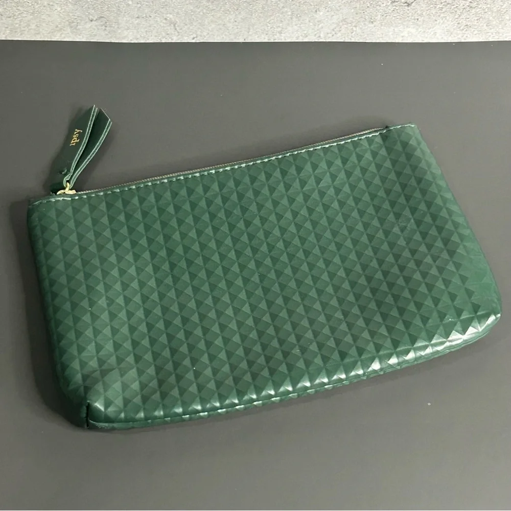 Ipsy Forest Green Textured Cosmetic Bag